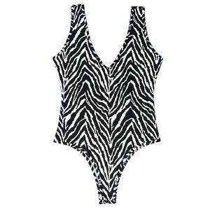 Sweet Generis Zebra Print Bodysuit Black White Size Small